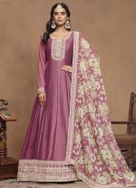 Art Silk Pink Wedding Wear Embroidery Work Anarkali Suit